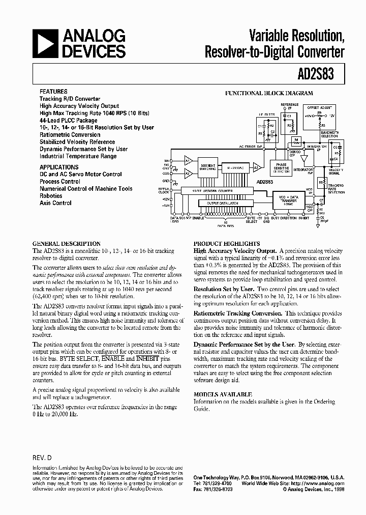 AD2S83_190386.PDF Datasheet