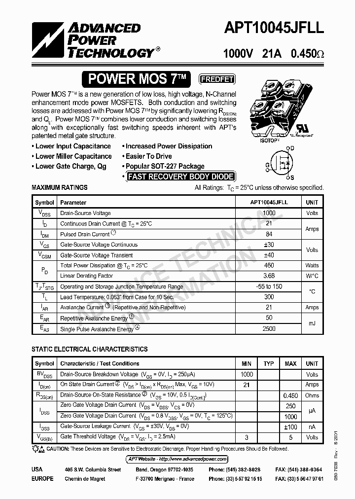 APT10045JFLL_170490.PDF Datasheet