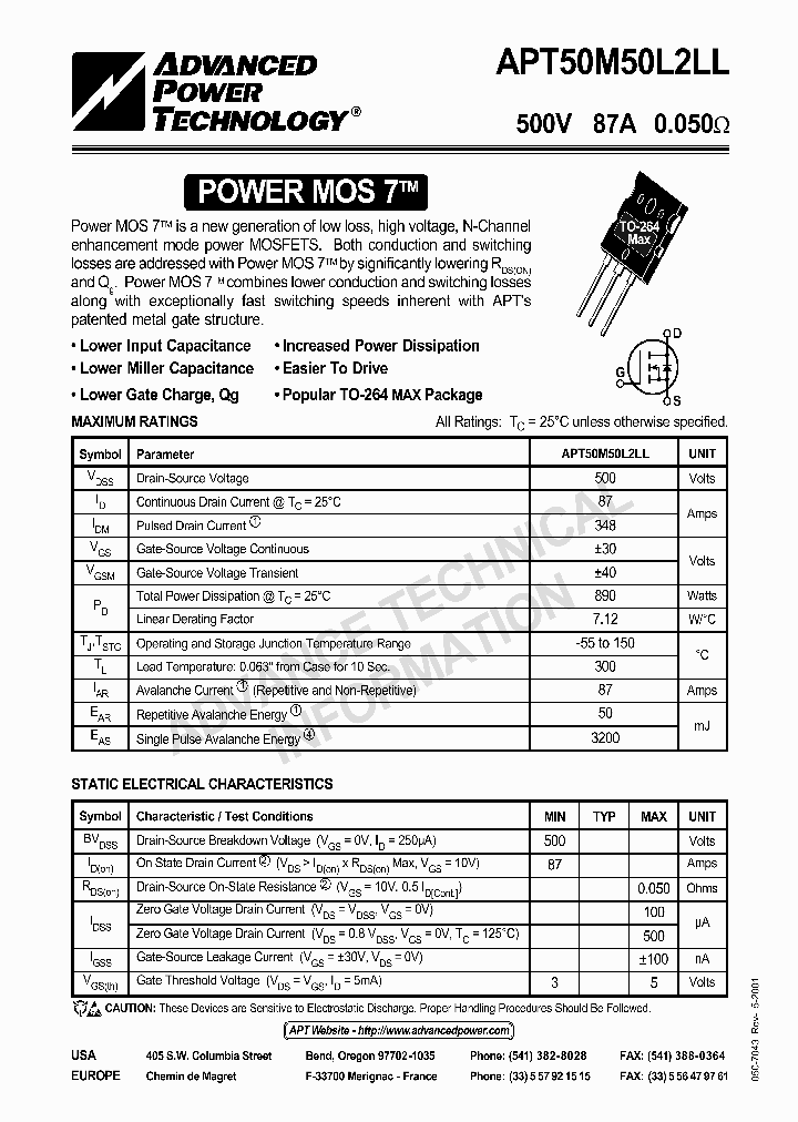 APT50M50L2LL_42310.PDF Datasheet