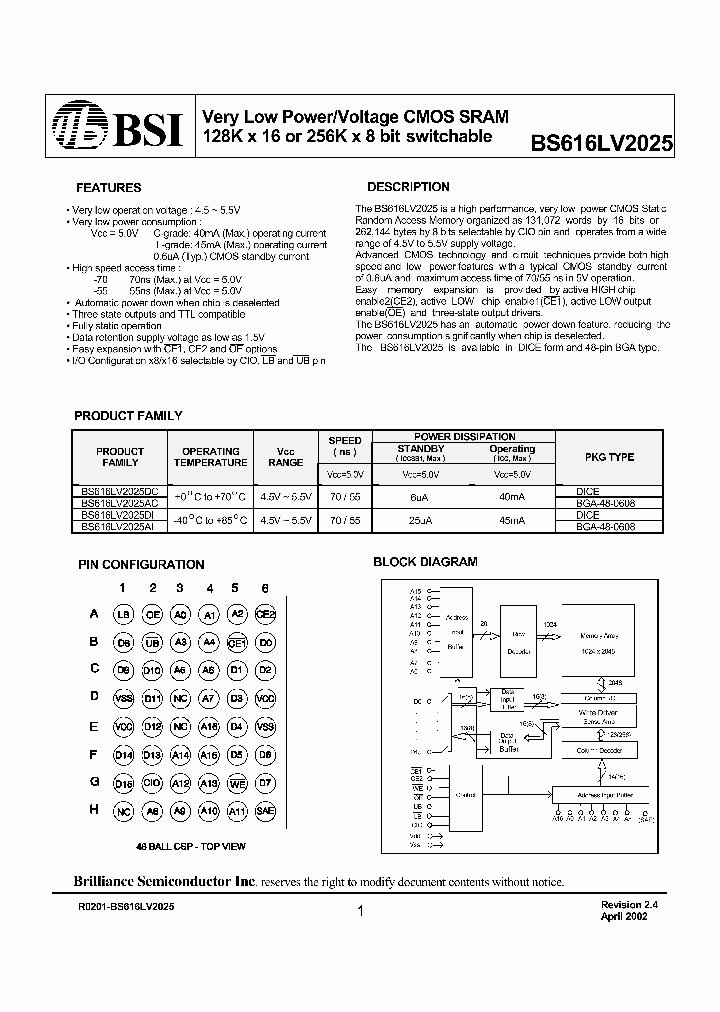 BS616LV2025_162189.PDF Datasheet