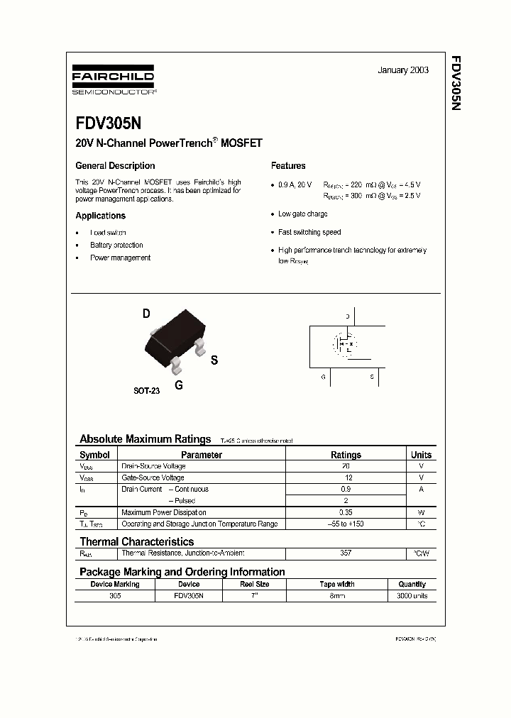 FDV305N_57917.PDF Datasheet