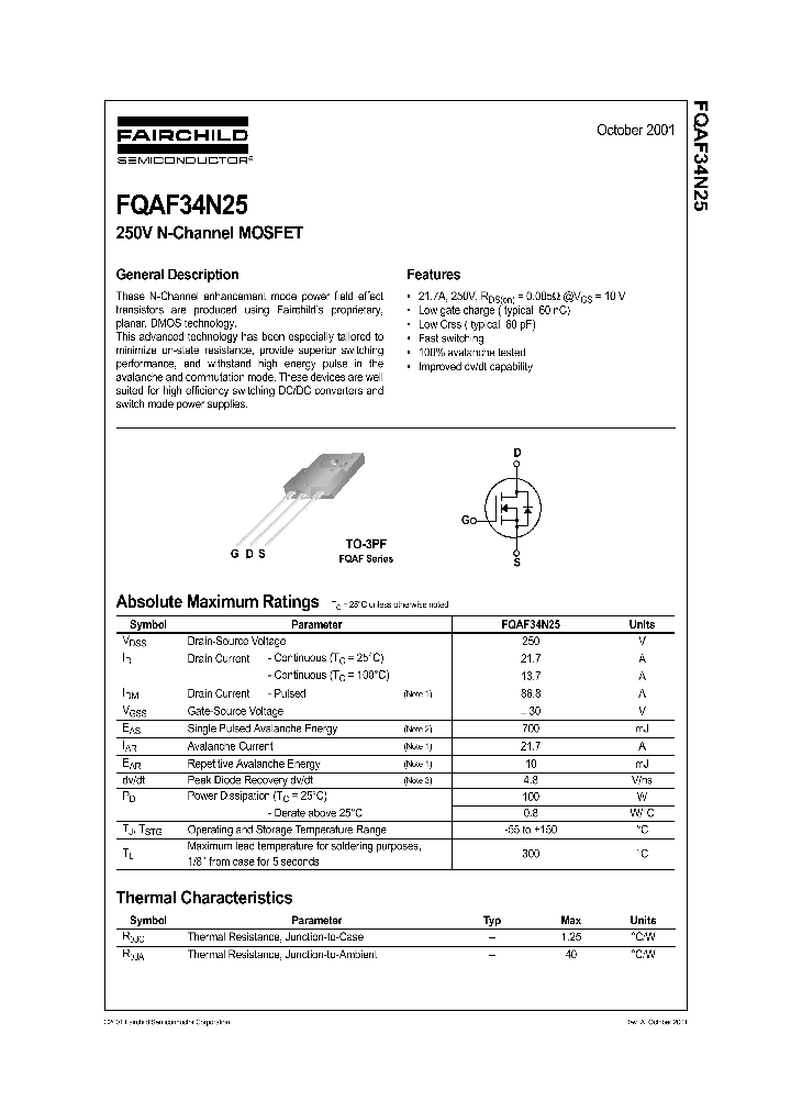 FQAF34N25_10384.PDF Datasheet