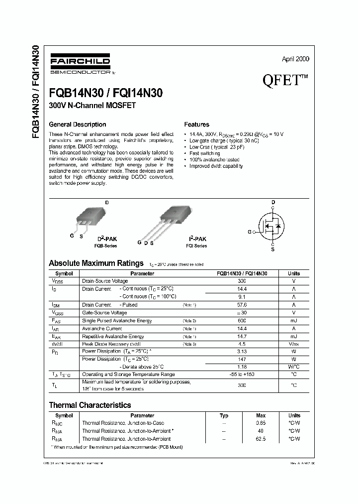 FQB14N30_190714.PDF Datasheet