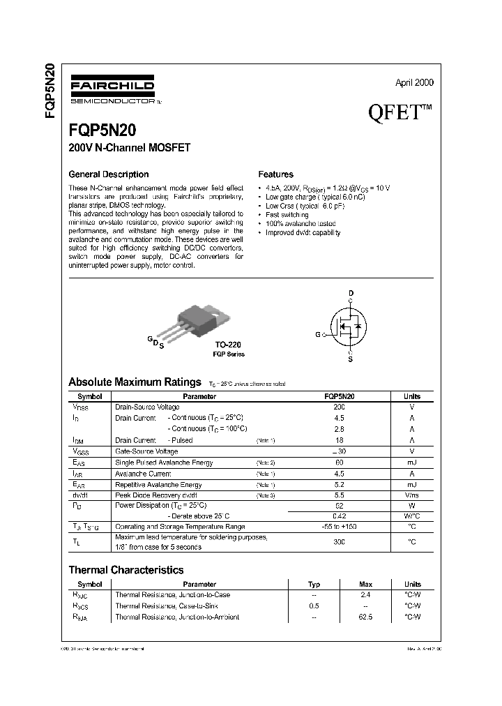 FQP5N20_38791.PDF Datasheet