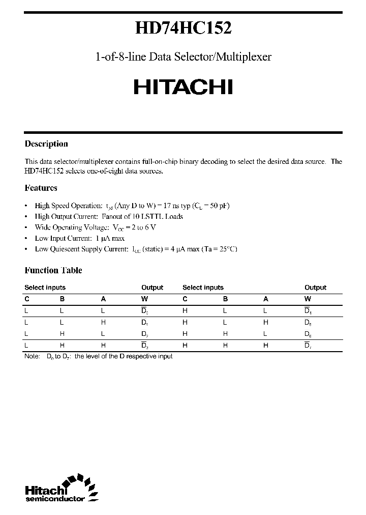 HD74HC152_18540.PDF Datasheet