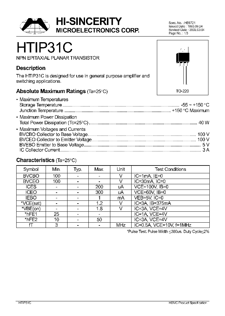 HTIP31C_69084.PDF Datasheet