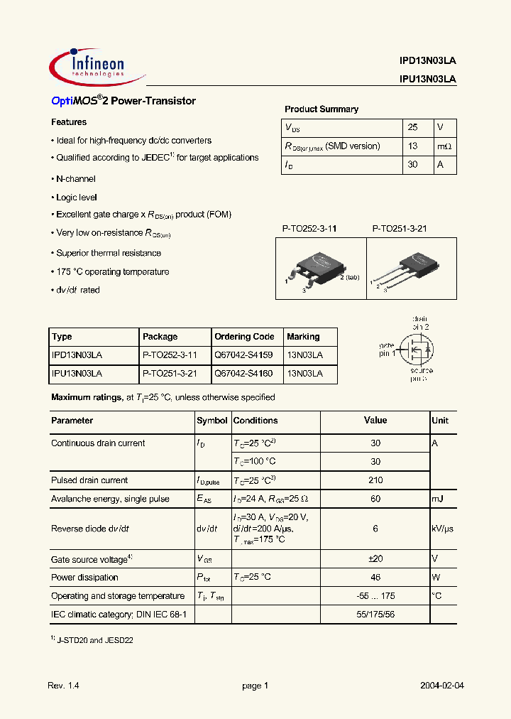 IPD13N03LA_101874.PDF Datasheet