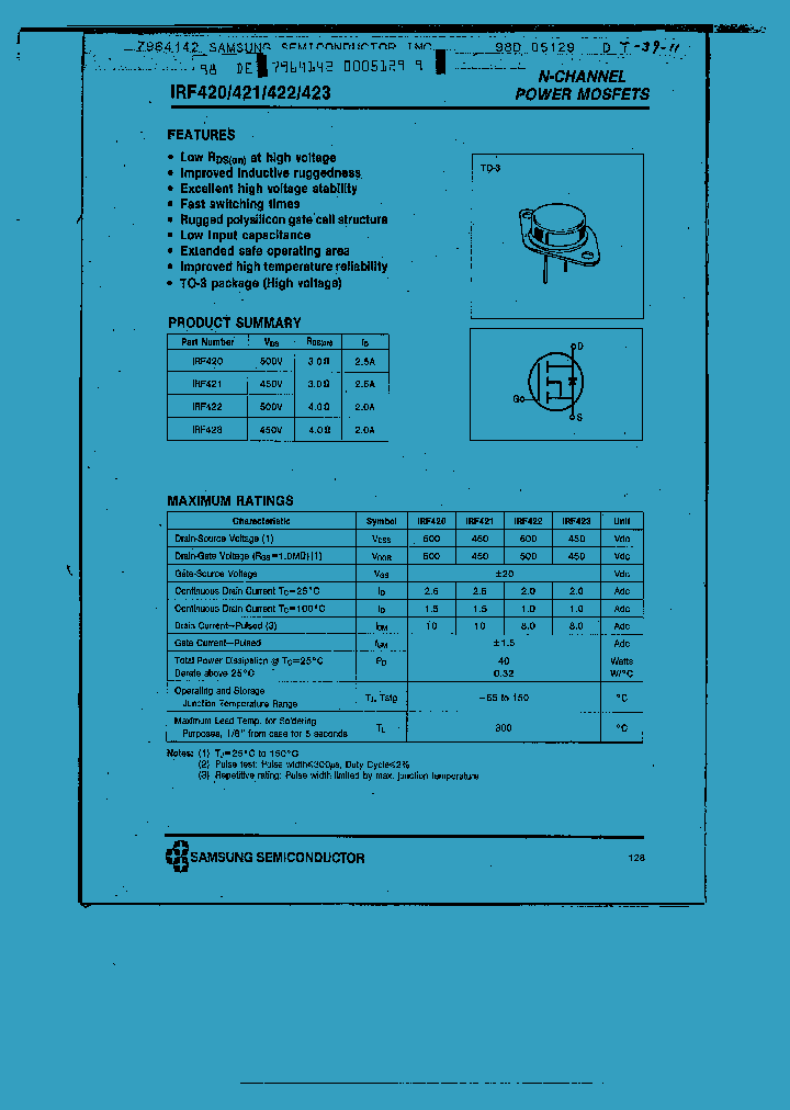 IRF420_5878.PDF Datasheet