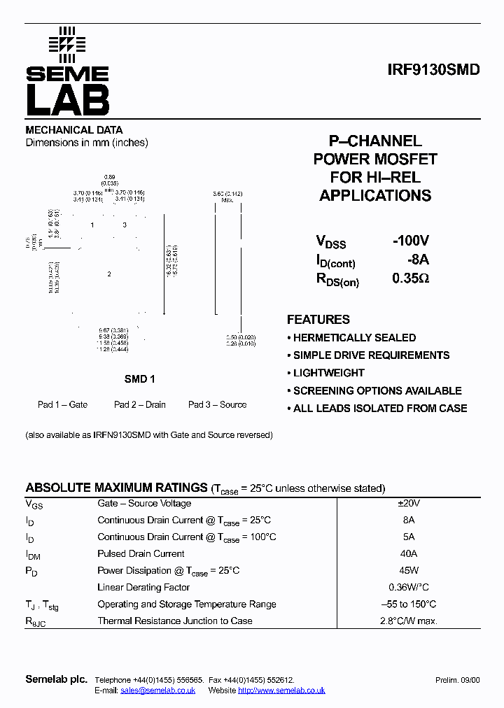 IRF9130SMD_5903.PDF Datasheet