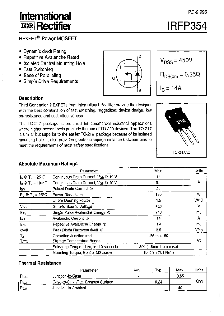 IRFP354_87847.PDF Datasheet