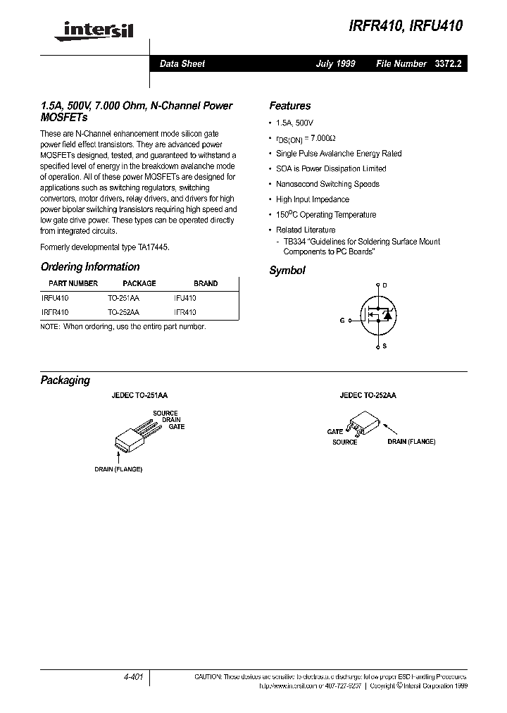 IRFU410_62641.PDF Datasheet