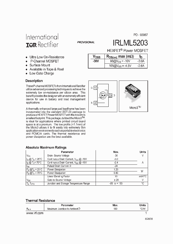 IRLML5203_121571.PDF Datasheet