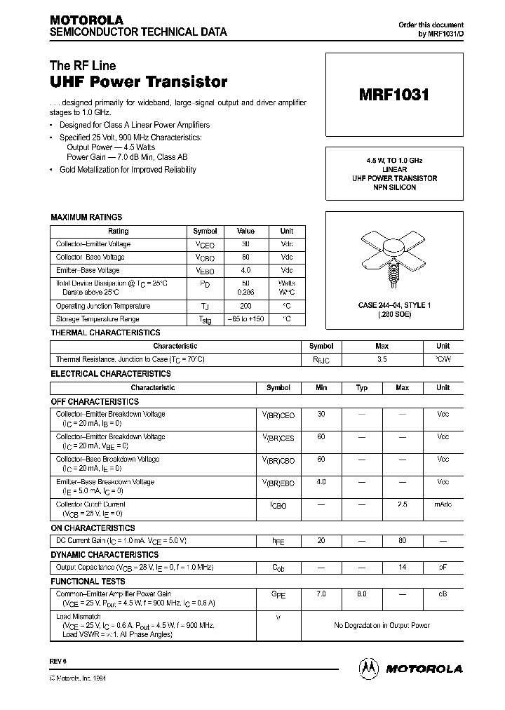 MRF1031_41786.PDF Datasheet