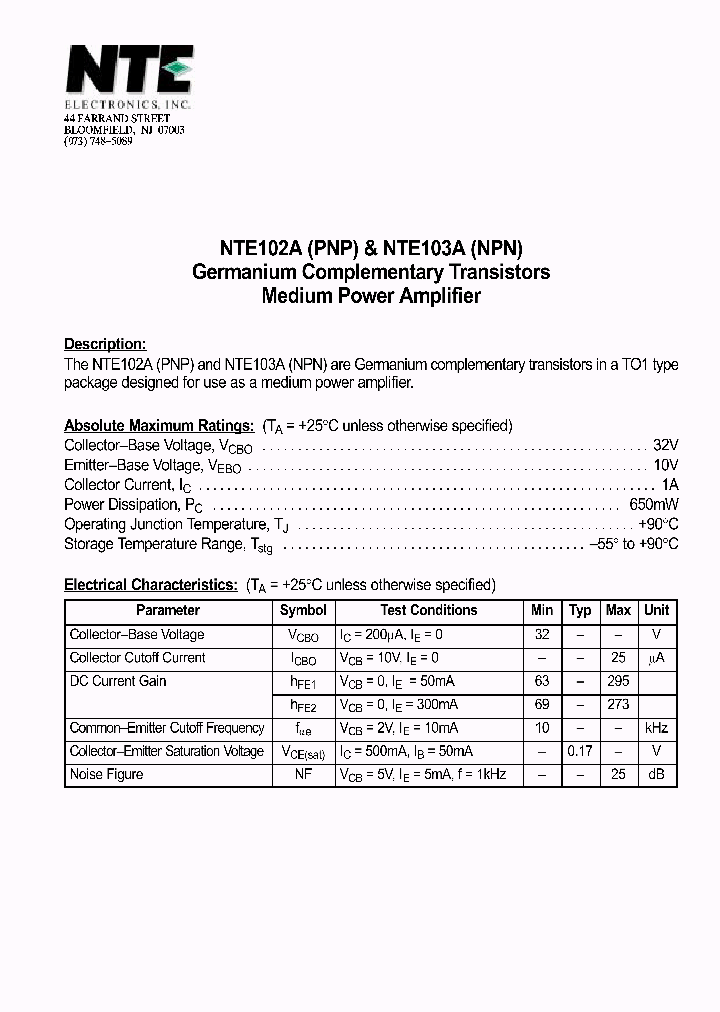 NTE102A_69614.PDF Datasheet