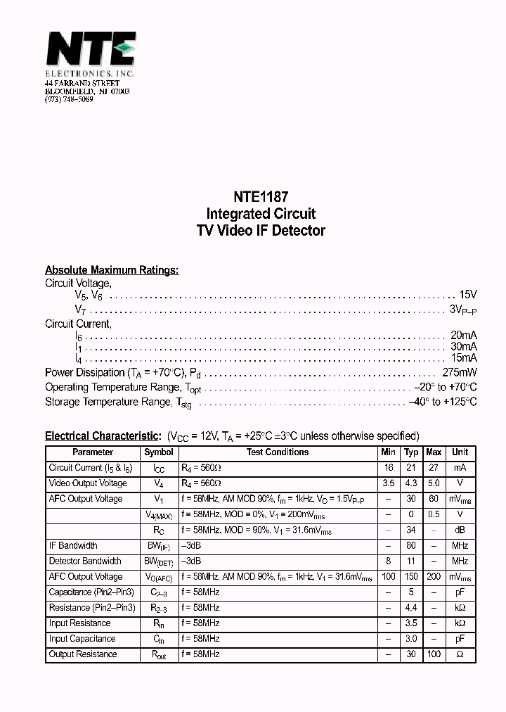 NTE1187_69696.PDF Datasheet