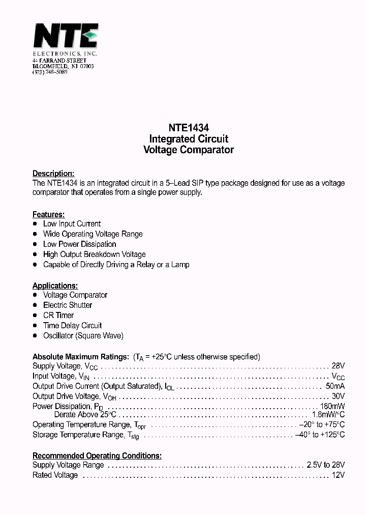 NTE1434_69721.PDF Datasheet