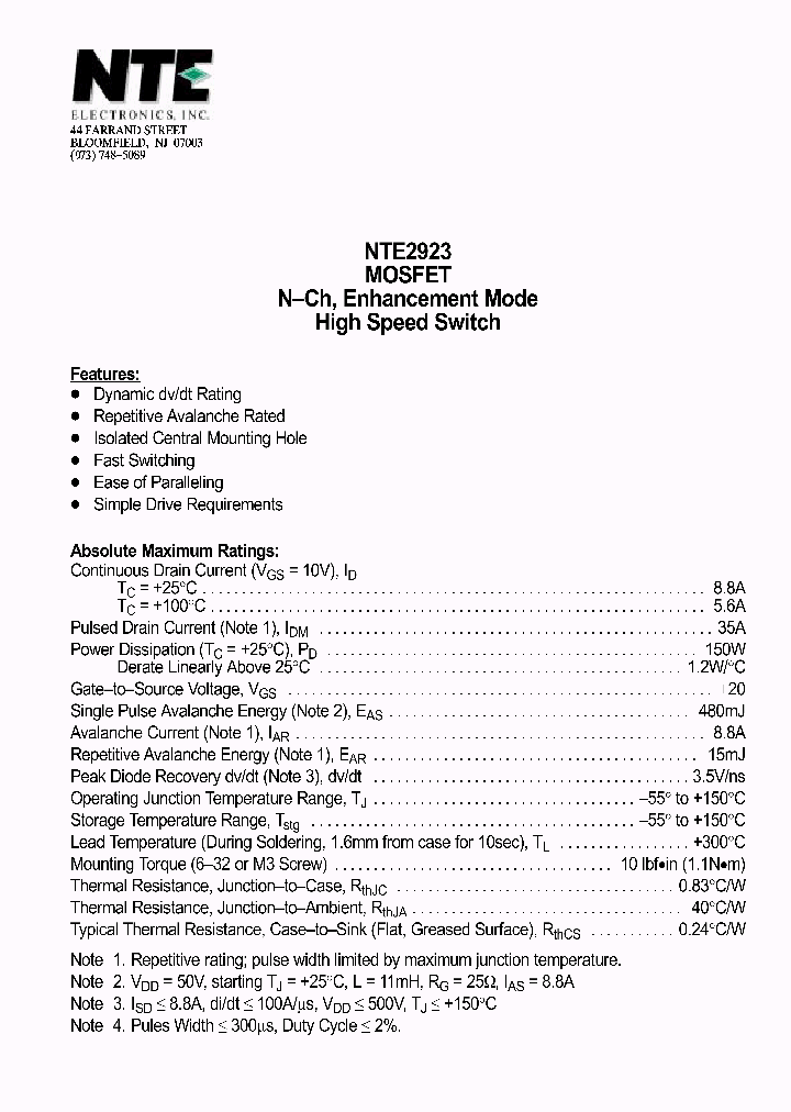 NTE2923_69852.PDF Datasheet