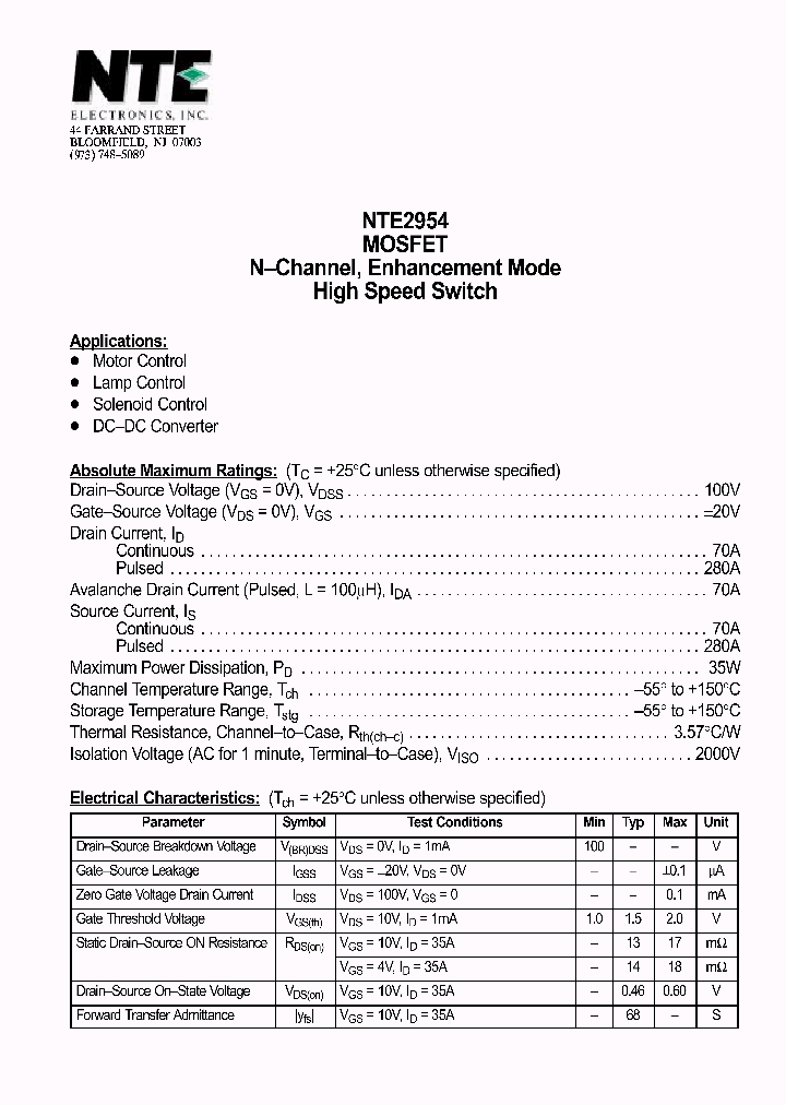 NTE2954_69872.PDF Datasheet