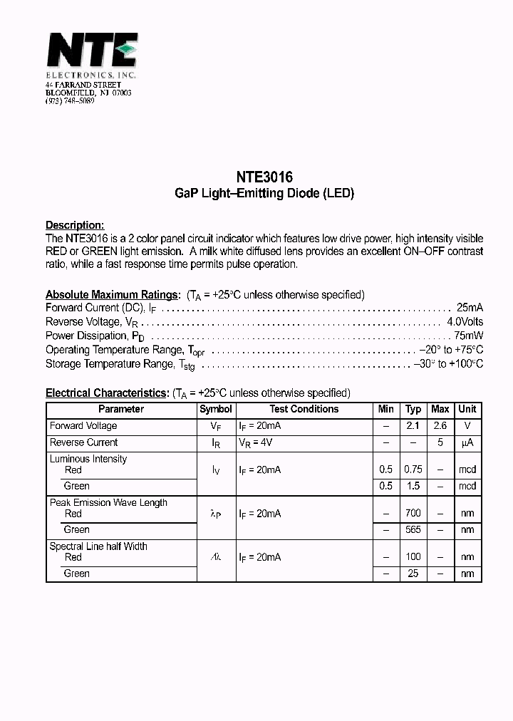 NTE3016_187552.PDF Datasheet