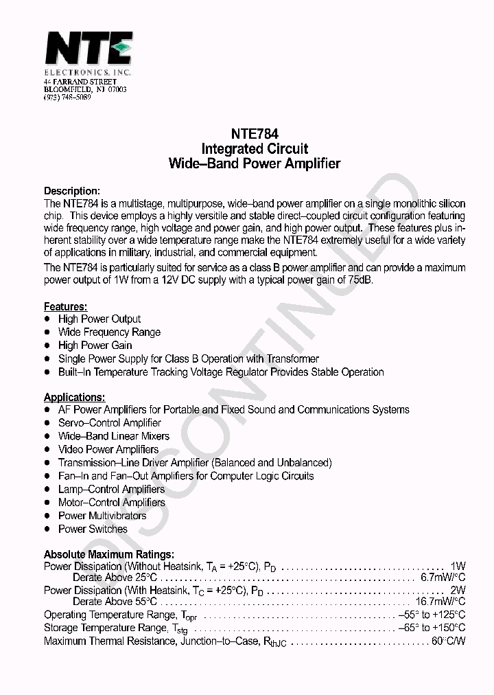 NTE784_70057.PDF Datasheet