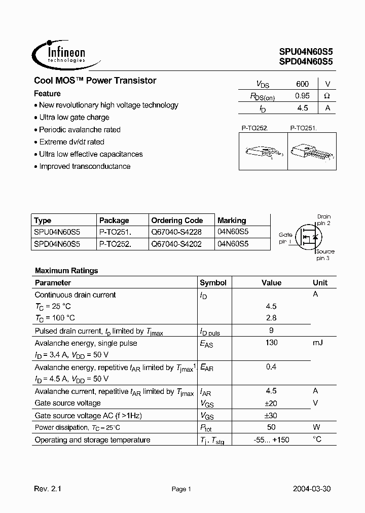 SPD04N60S5_162455.PDF Datasheet