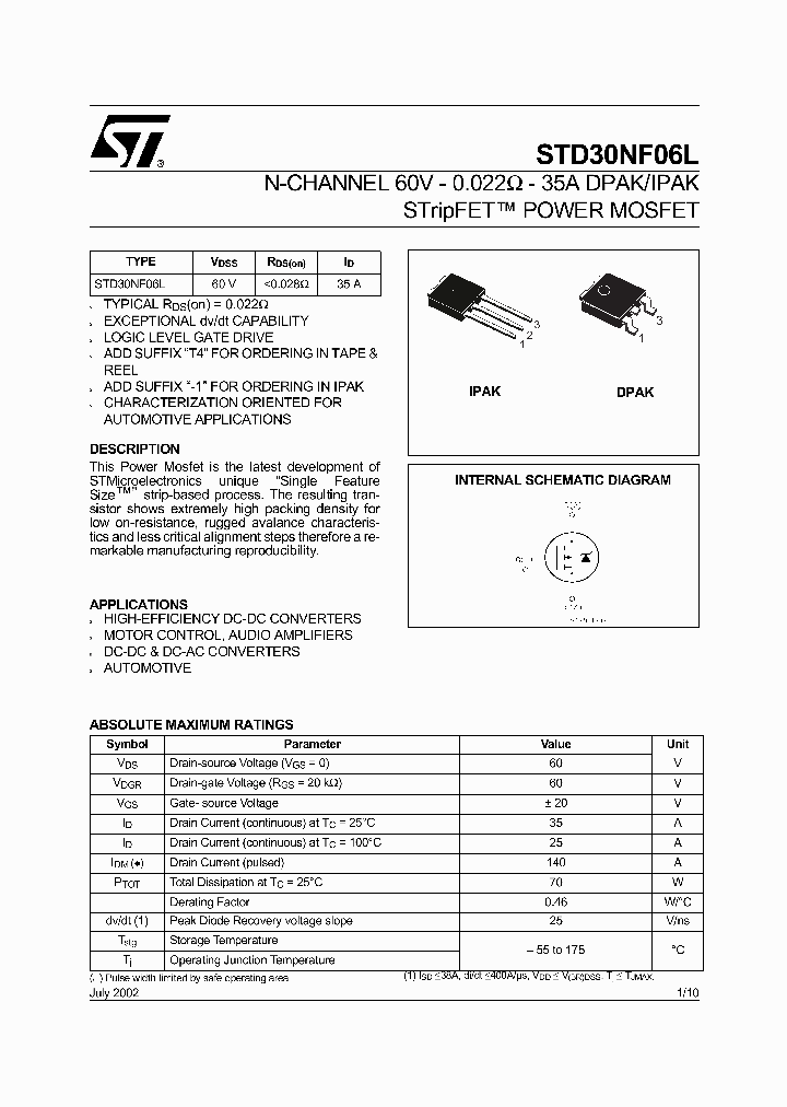 STD30NF06L_70725.PDF Datasheet