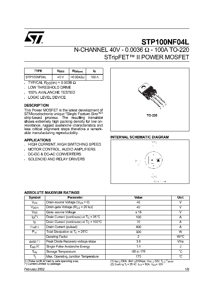 STP100NF04L_64675.PDF Datasheet