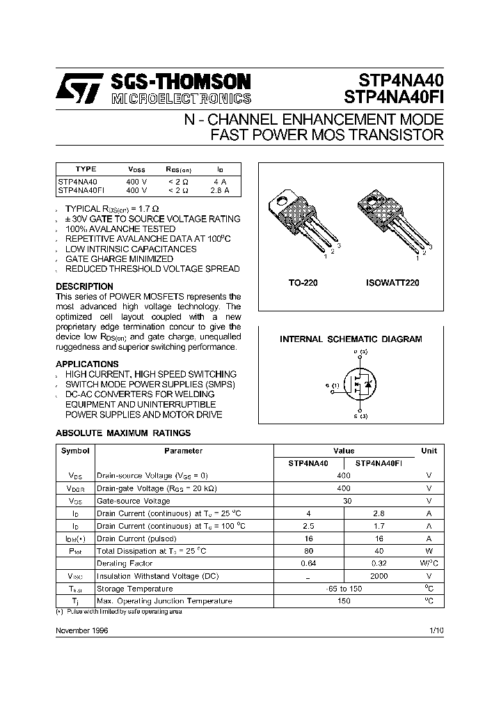 STP4NA40_172808.PDF Datasheet