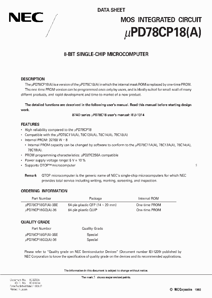 UPD78CP18_92296.PDF Datasheet