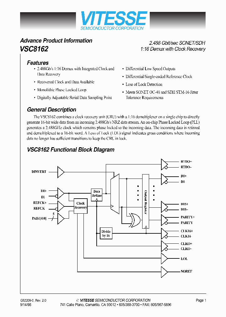 VSC8162_53944.PDF Datasheet