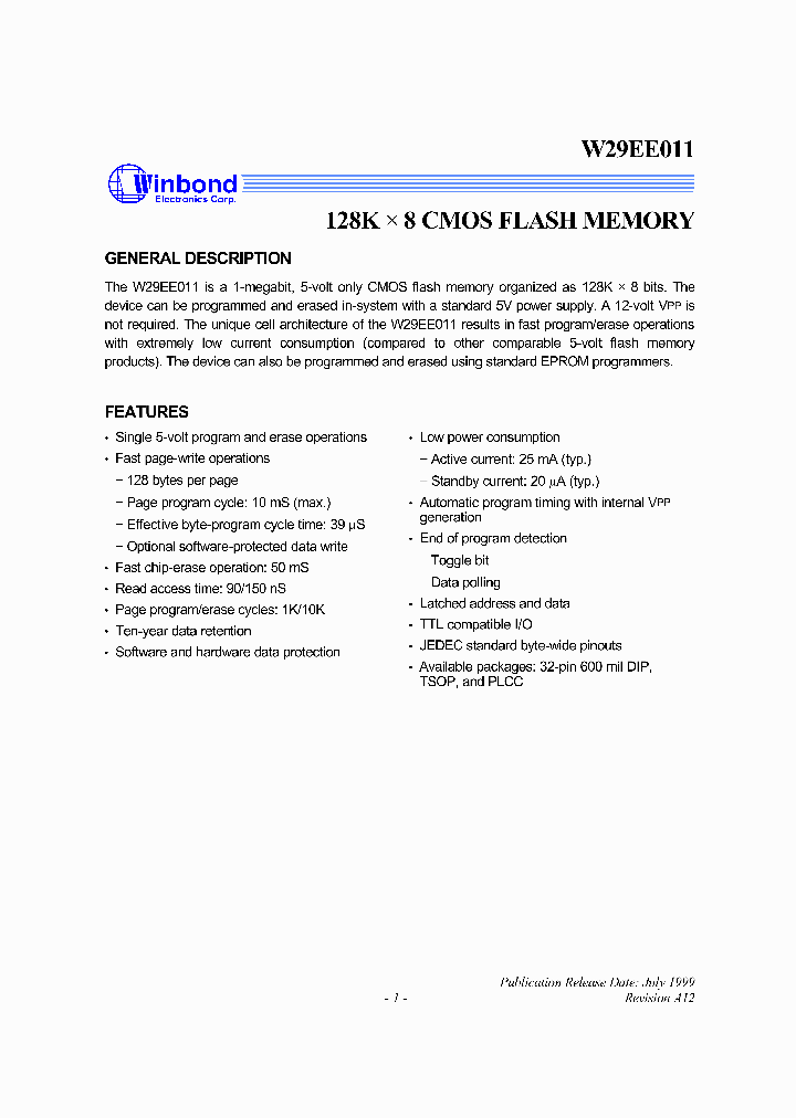 W29EE011_53394.PDF Datasheet