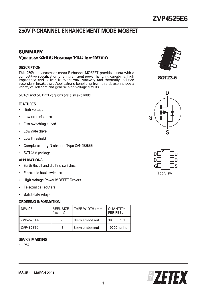 ZVP4525E6_53792.PDF Datasheet