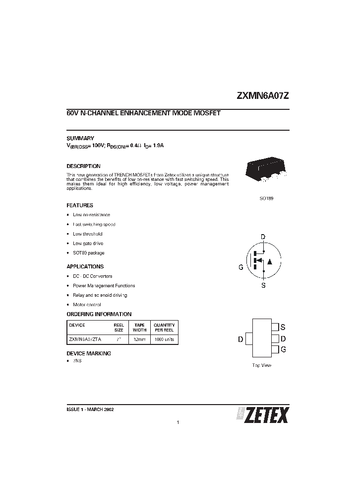 ZXMN6A07Z_23138.PDF Datasheet