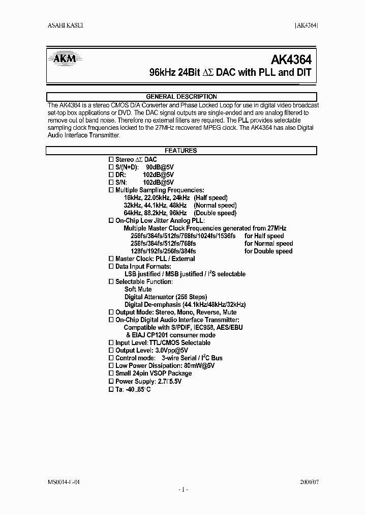 AKD4364_275458.PDF Datasheet