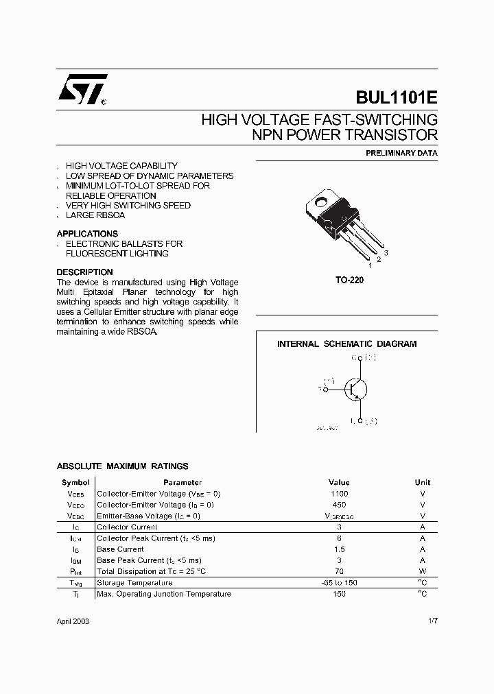 BUL1101E_282672.PDF Datasheet