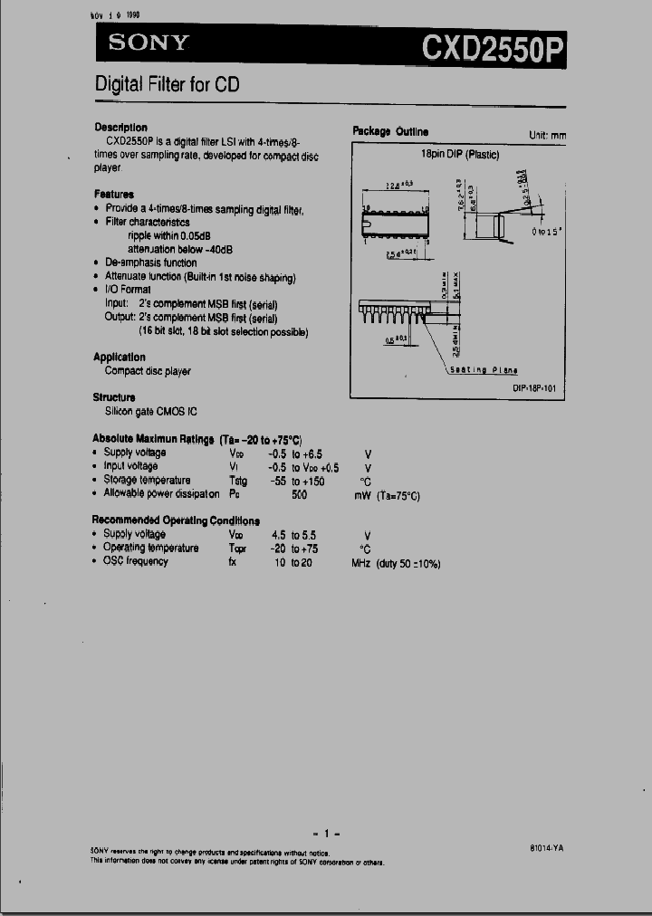 CXD2550P_225291.PDF Datasheet