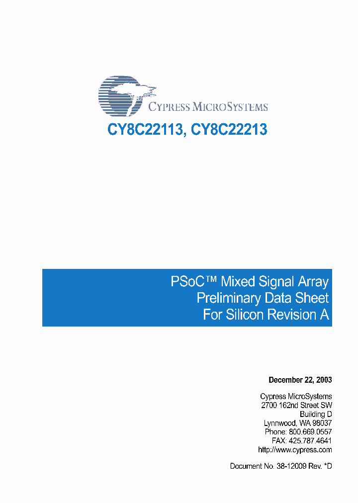 CY8C22213_262780.PDF Datasheet
