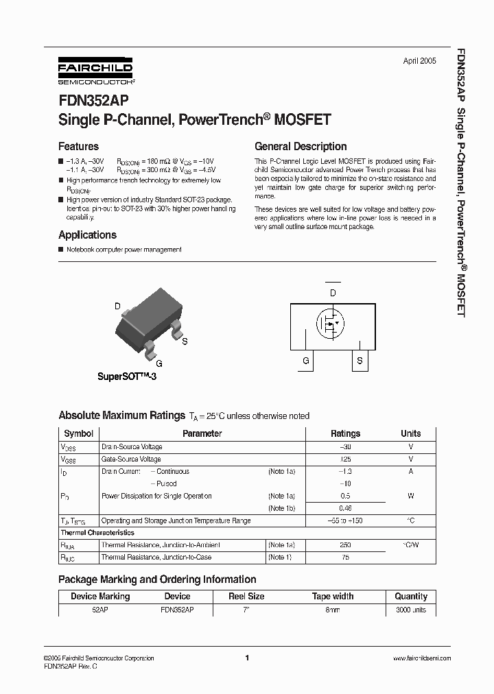 FDN352APNBSP_250371.PDF Datasheet