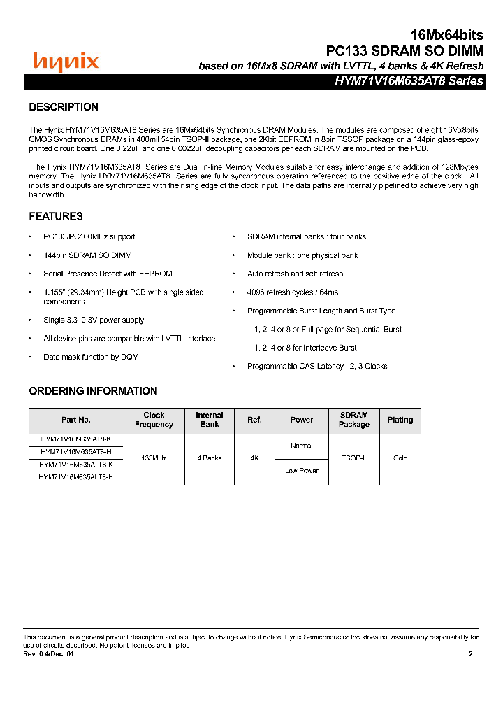 HYM71V16M635ALT8_203663.PDF Datasheet