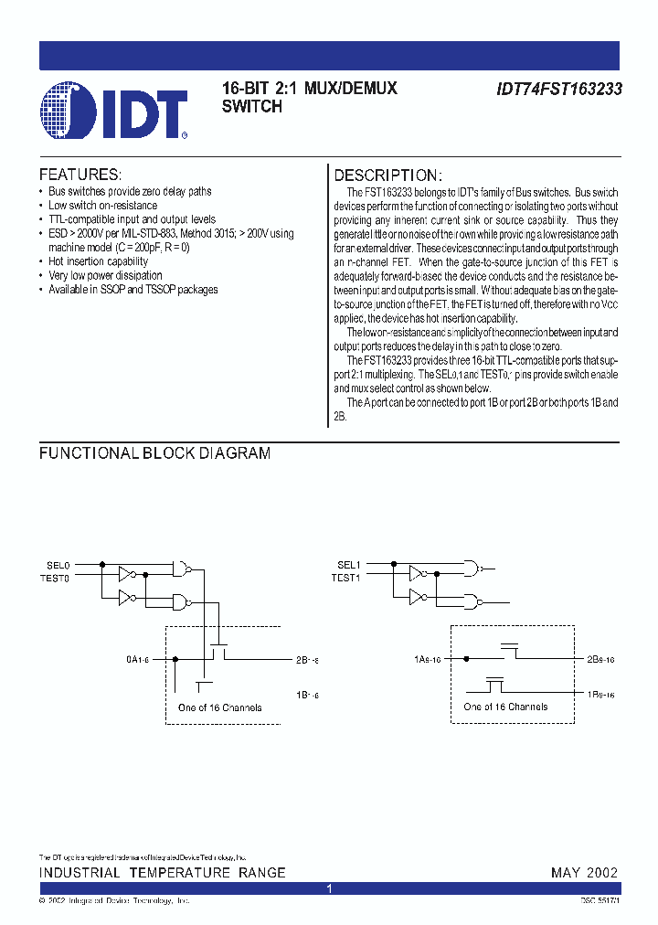 IDT74FST163233_283325.PDF Datasheet