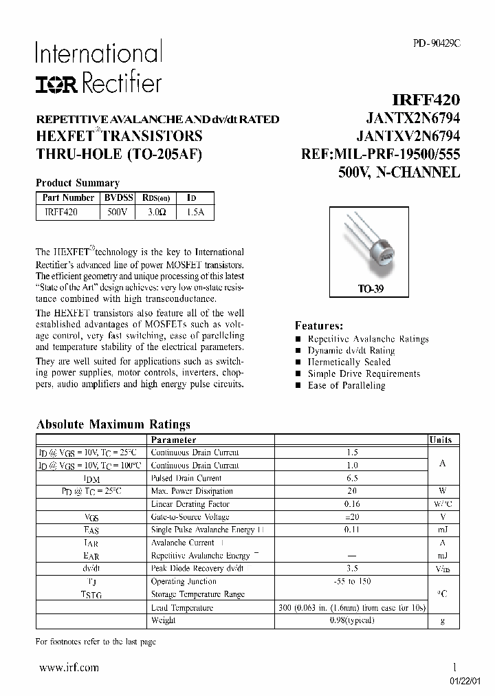 IRFF420_204677.PDF Datasheet