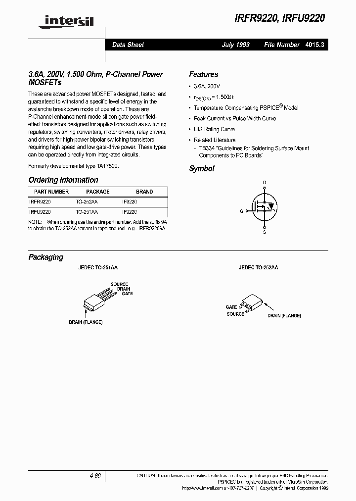 IRFR9220_150271.PDF Datasheet