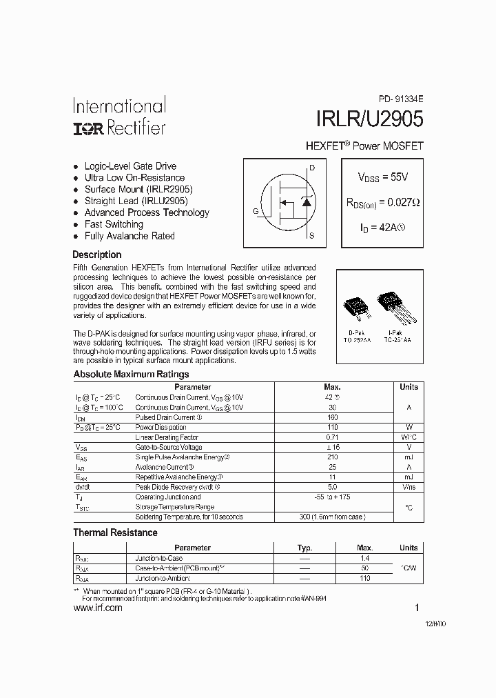 IRLRU2905_62483.PDF Datasheet