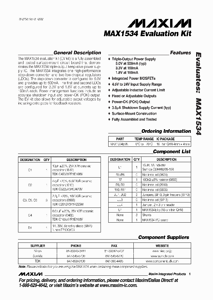 MAX1534EVKIT_295879.PDF Datasheet