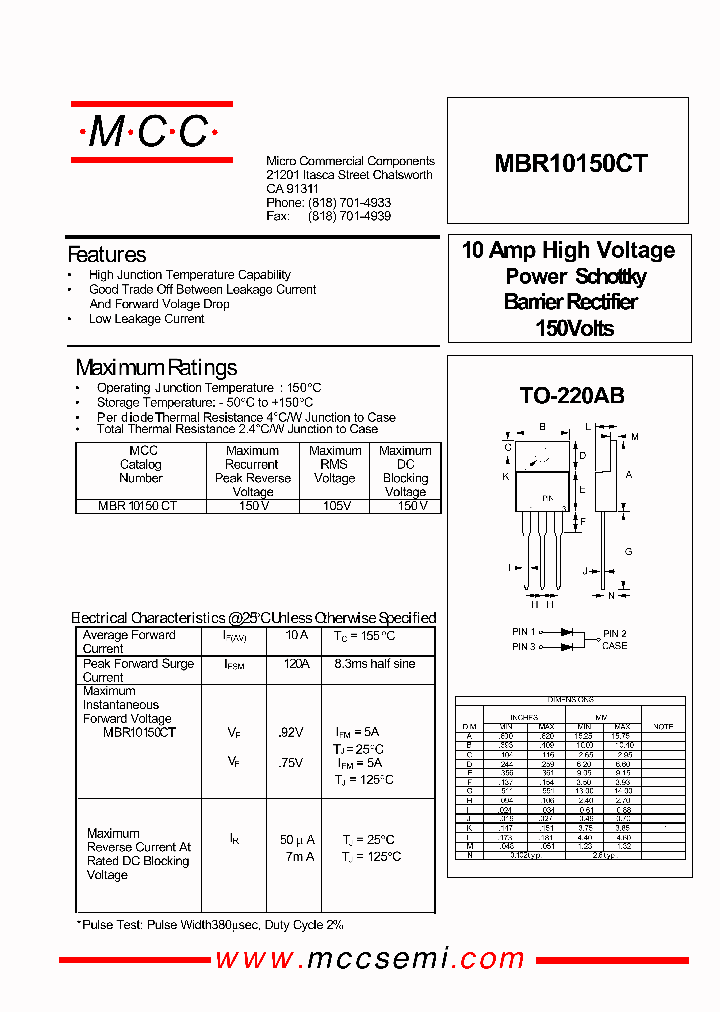 MBR10150CT_275386.PDF Datasheet