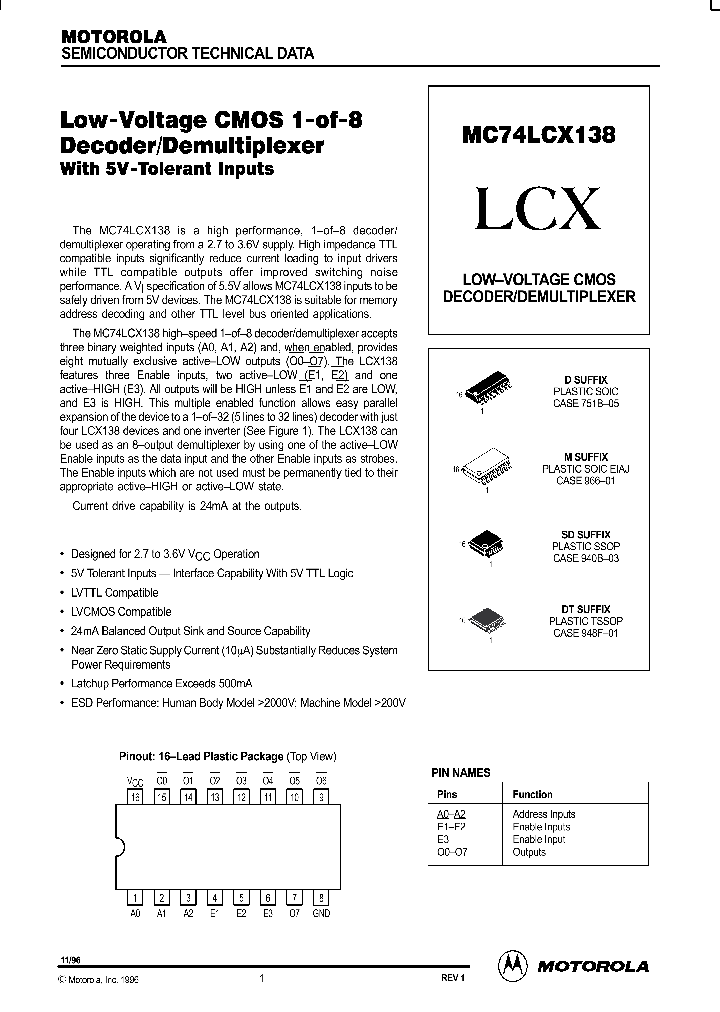 MC74LCX138_282887.PDF Datasheet
