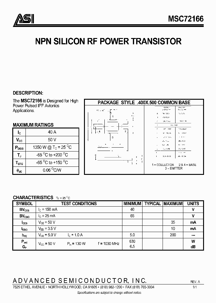 MSC72166_291852.PDF Datasheet