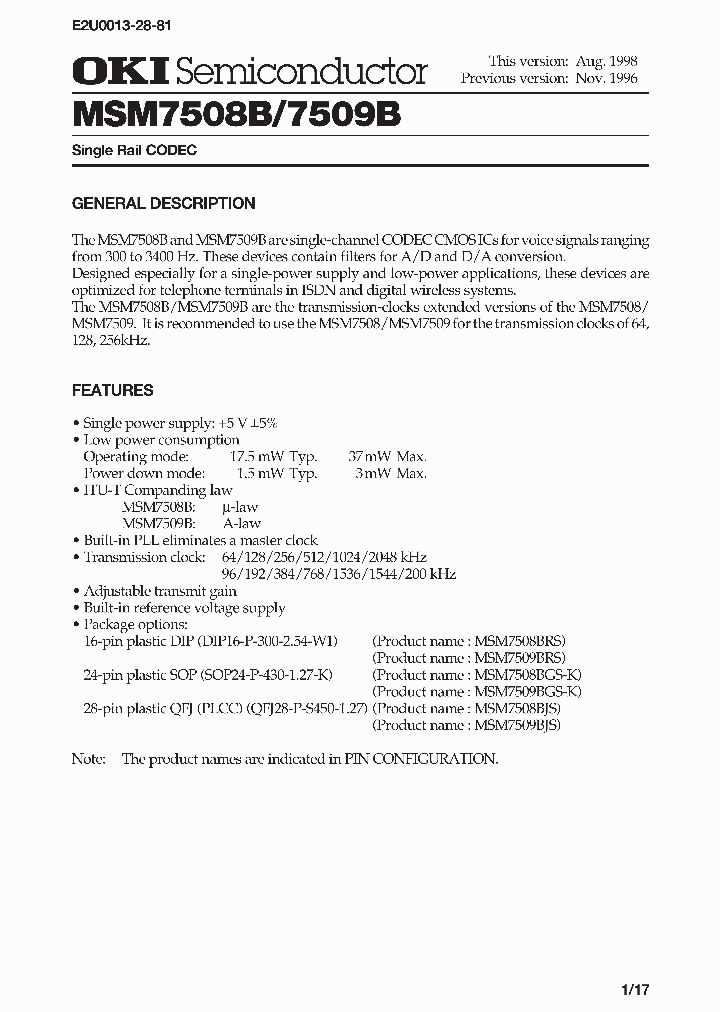 MSM7509B_242965.PDF Datasheet