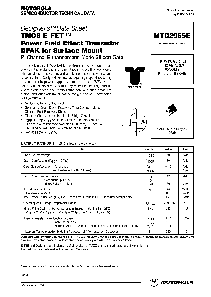 MTD2955ED_291090.PDF Datasheet