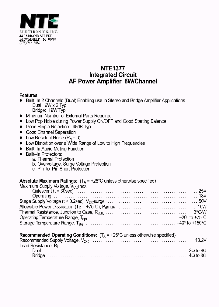 NTE1377_301734.PDF Datasheet